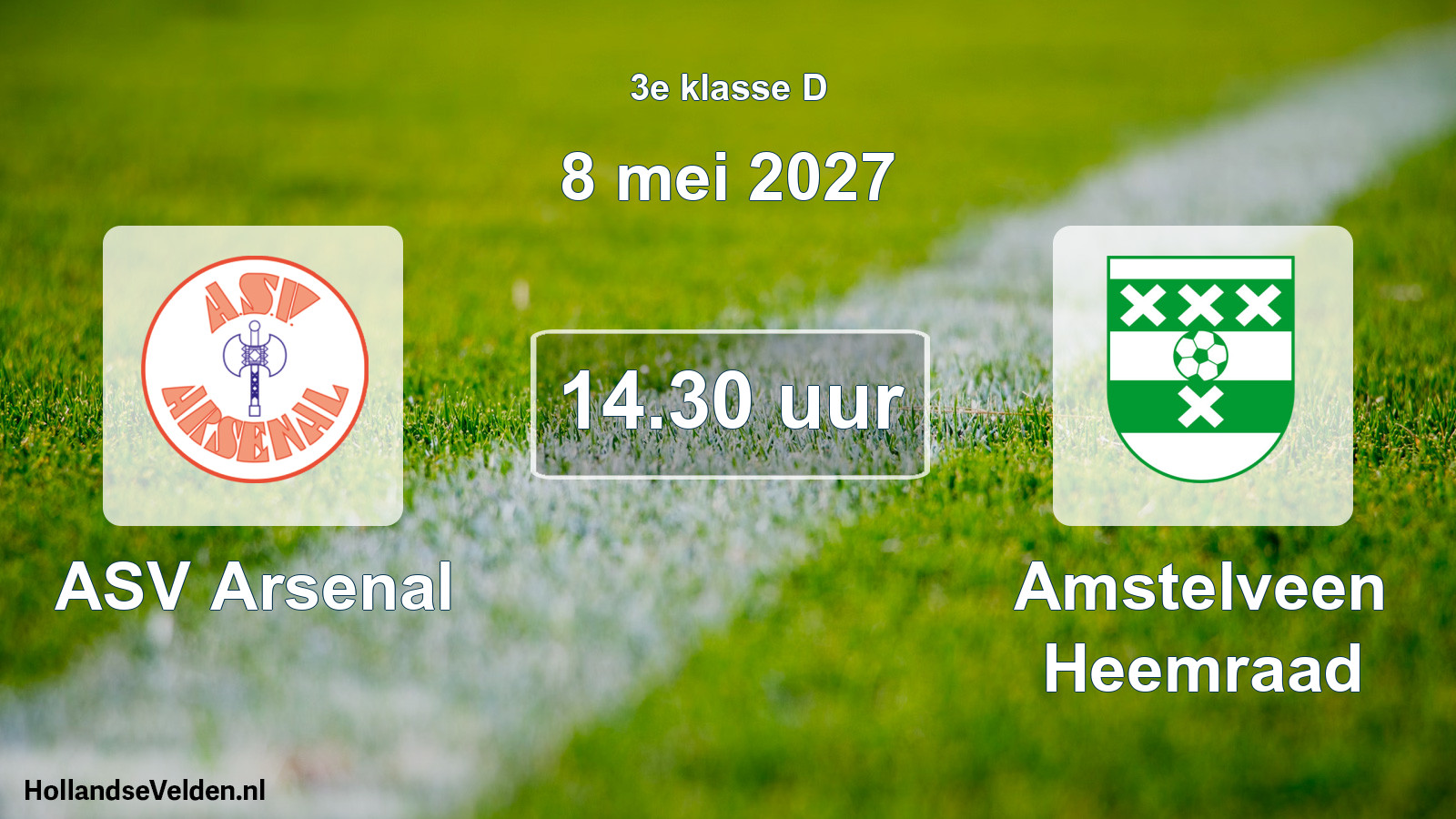 Geplande wedstrijd: ASV Arsenal - Amstelveen Heemraad (8 mei 2027)