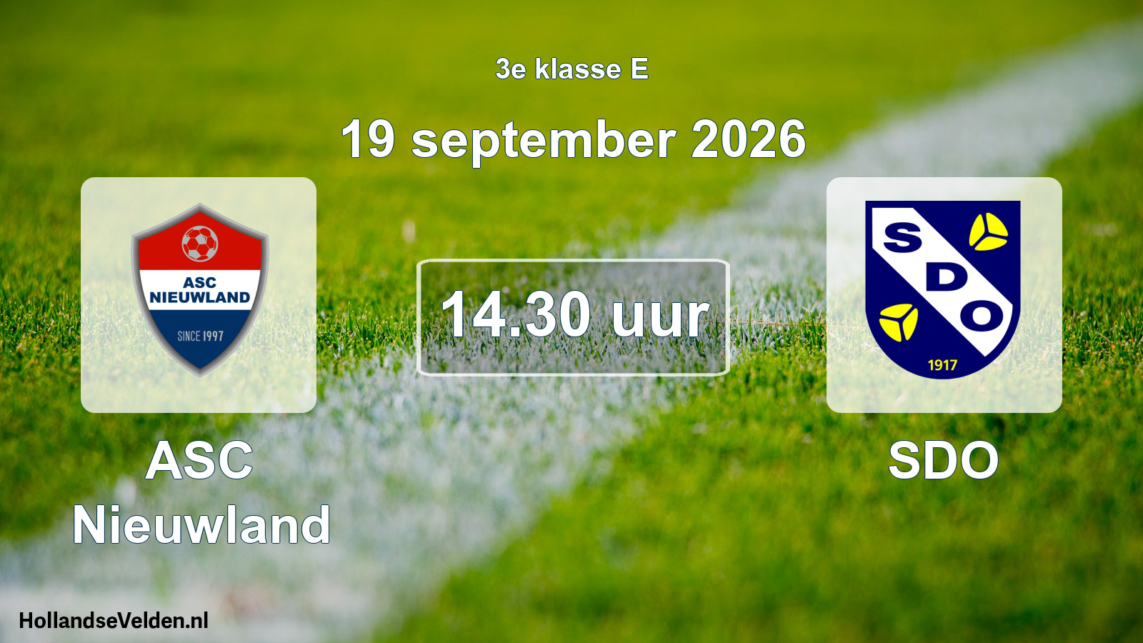 Geplande wedstrijd: ASC Nieuwland - SDO (19 september 2026)