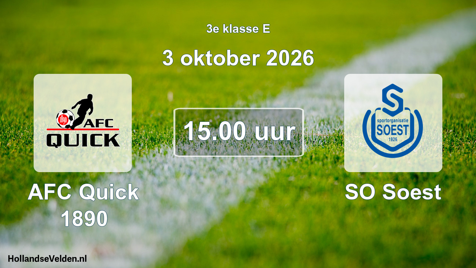 Geplande wedstrijd: AFC Quick 1890 - SO Soest (3 oktober 2026)