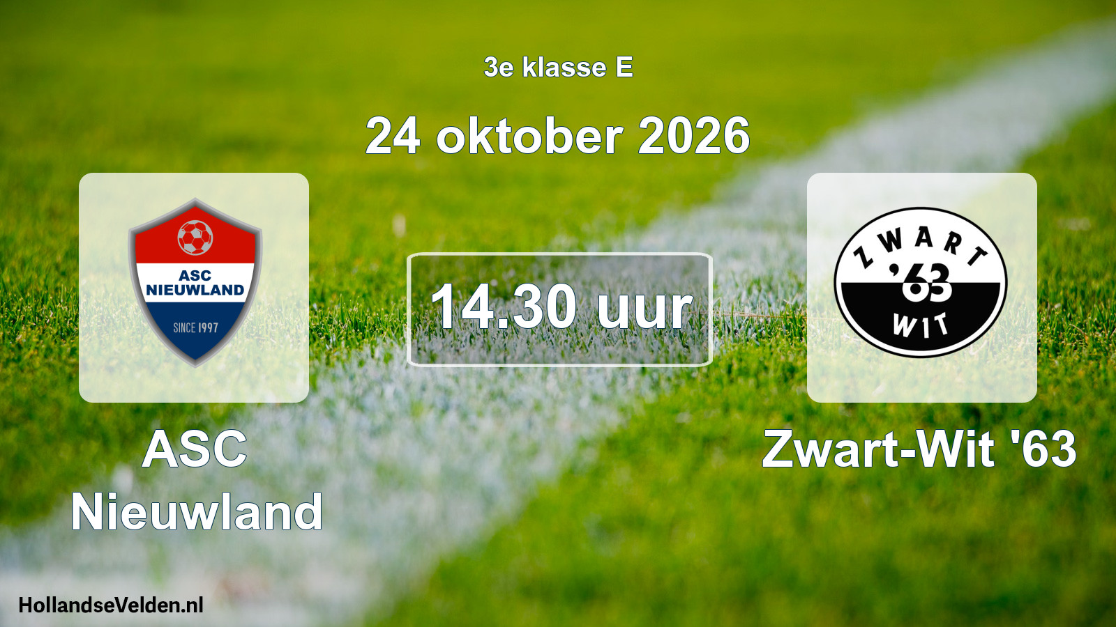 Scheduled Match: ASC Nieuwland - Zwart-Wit '63 (24 October 2026)