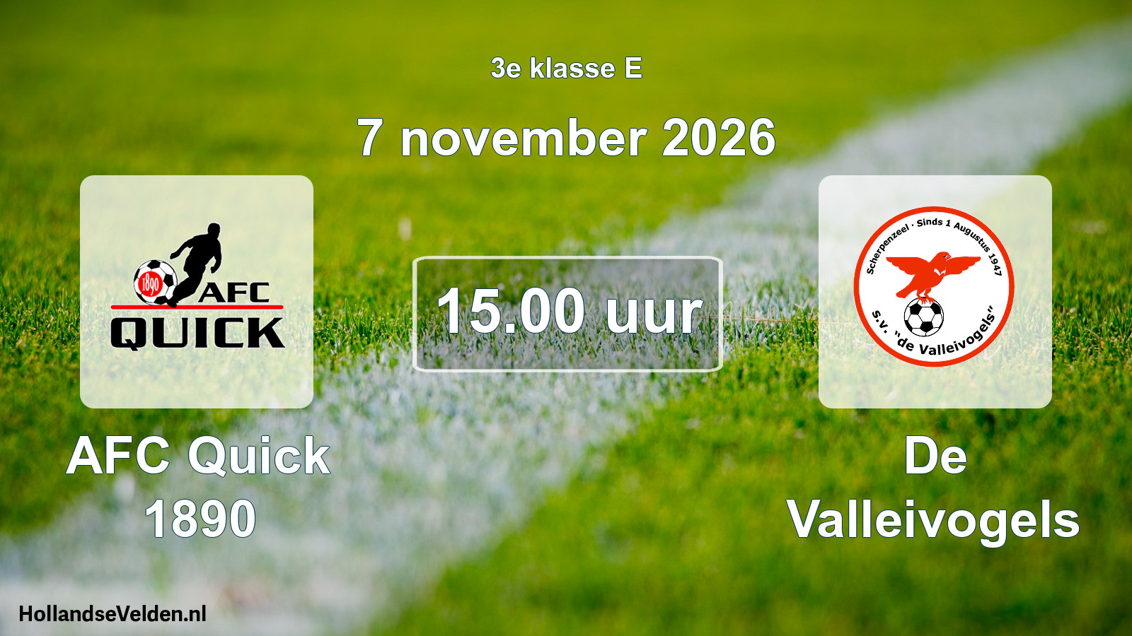 Geplande wedstrijd: AFC Quick 1890 - De Valleivogels (7 november 2026)