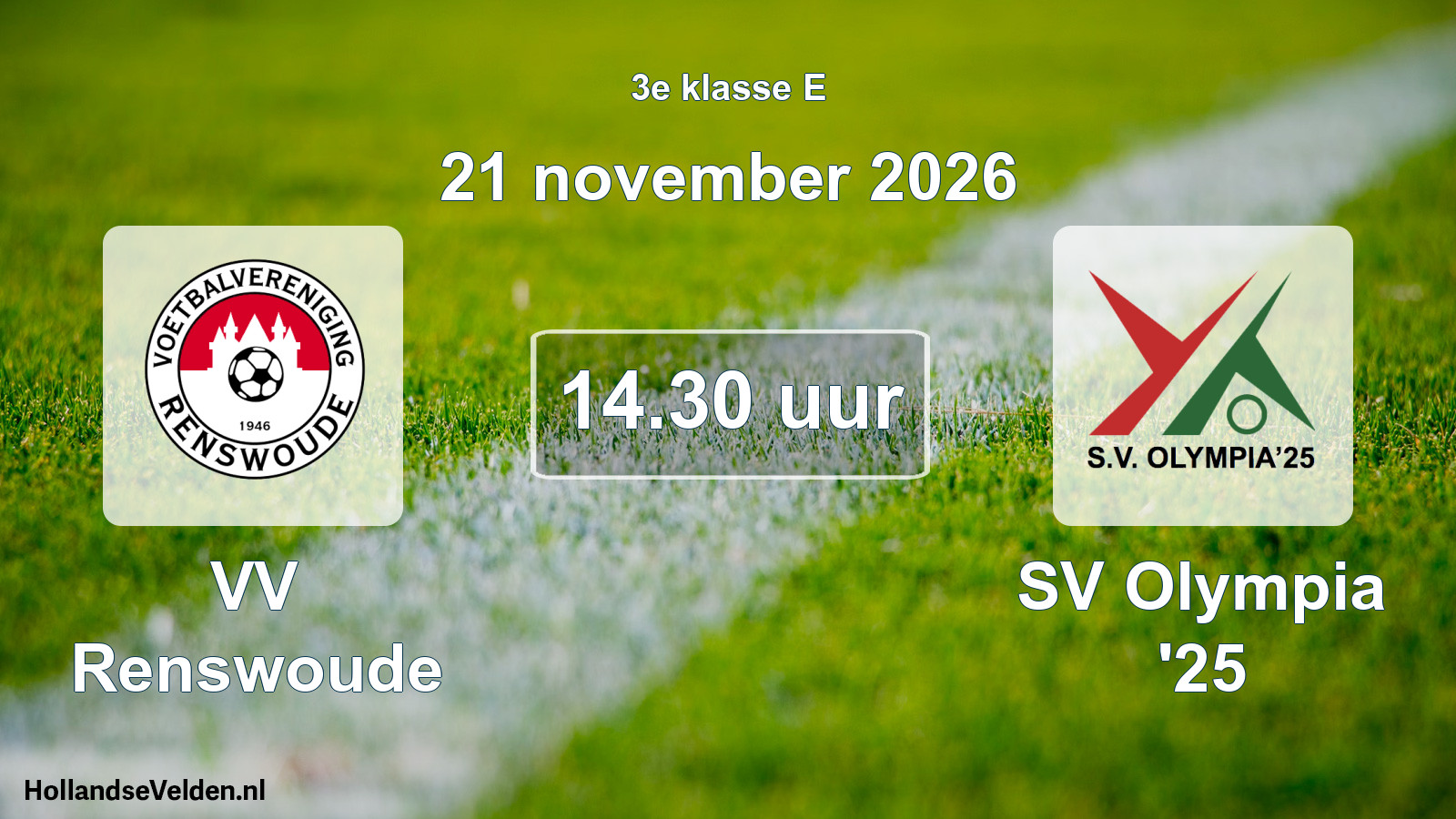 Geplande wedstrijd: VV Renswoude - SV Olympia '25 (21 november 2026)