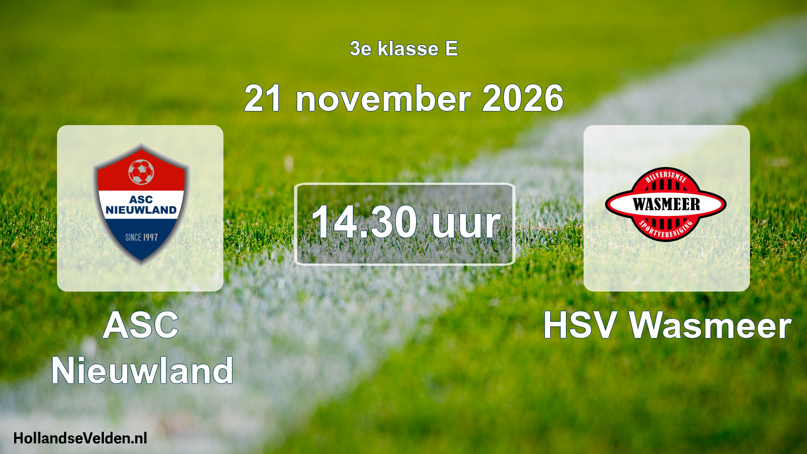 Geplande wedstrijd: ASC Nieuwland - HSV Wasmeer (21 november 2026)