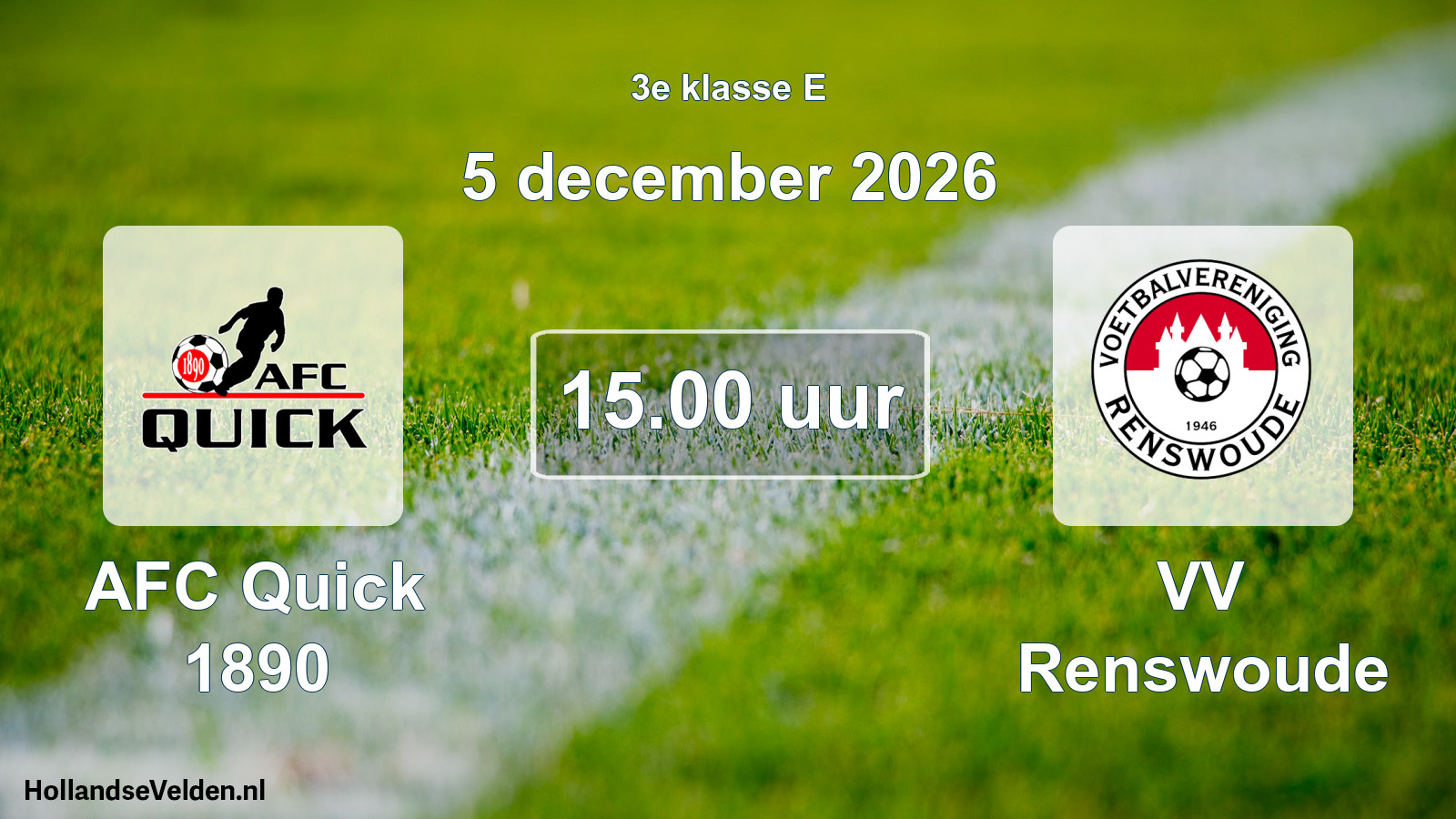 Geplande wedstrijd: AFC Quick 1890 - VV Renswoude (5 december 2026)