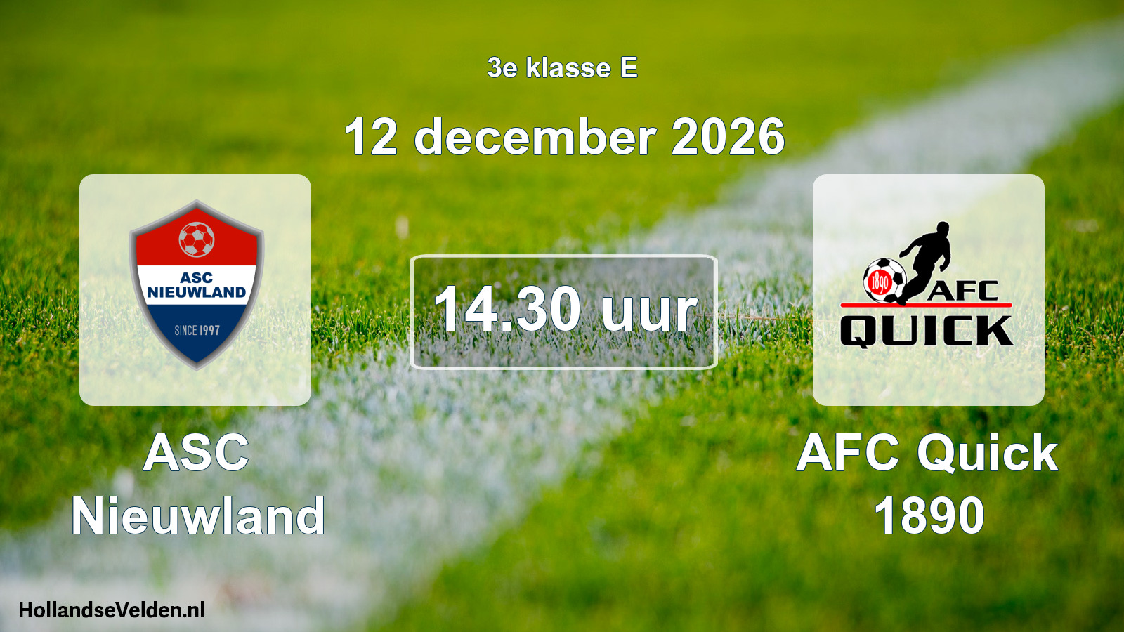 Geplande wedstrijd: ASC Nieuwland - AFC Quick 1890 (12 december 2026)