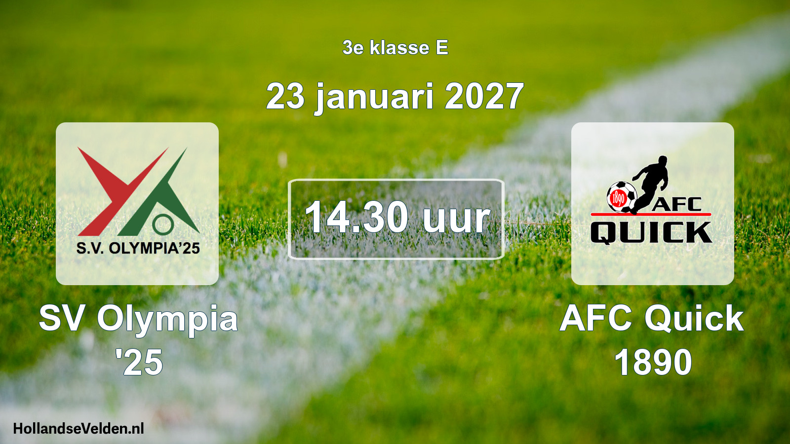 Scheduled Match: SV Olympia '25 - AFC Quick 1890 (23 January 2027)