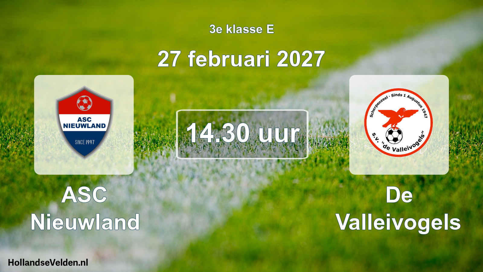 Geplande wedstrijd: ASC Nieuwland - De Valleivogels (27 februari 2027)