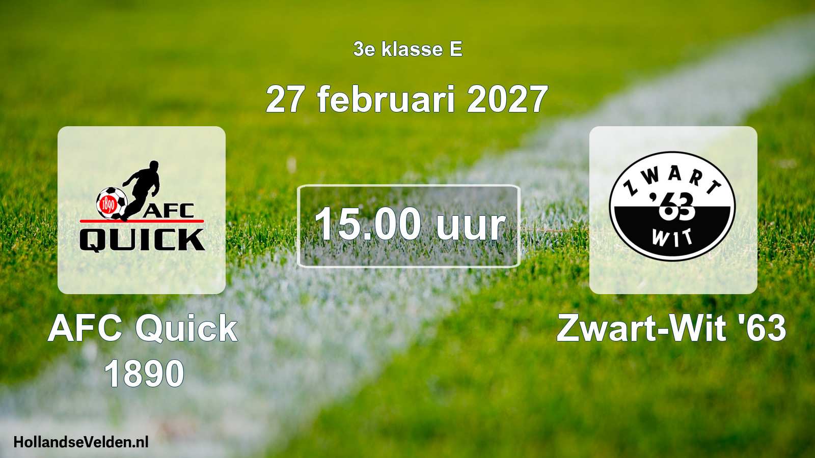 Geplande wedstrijd: AFC Quick 1890 - Zwart-Wit '63 (27 februari 2027)