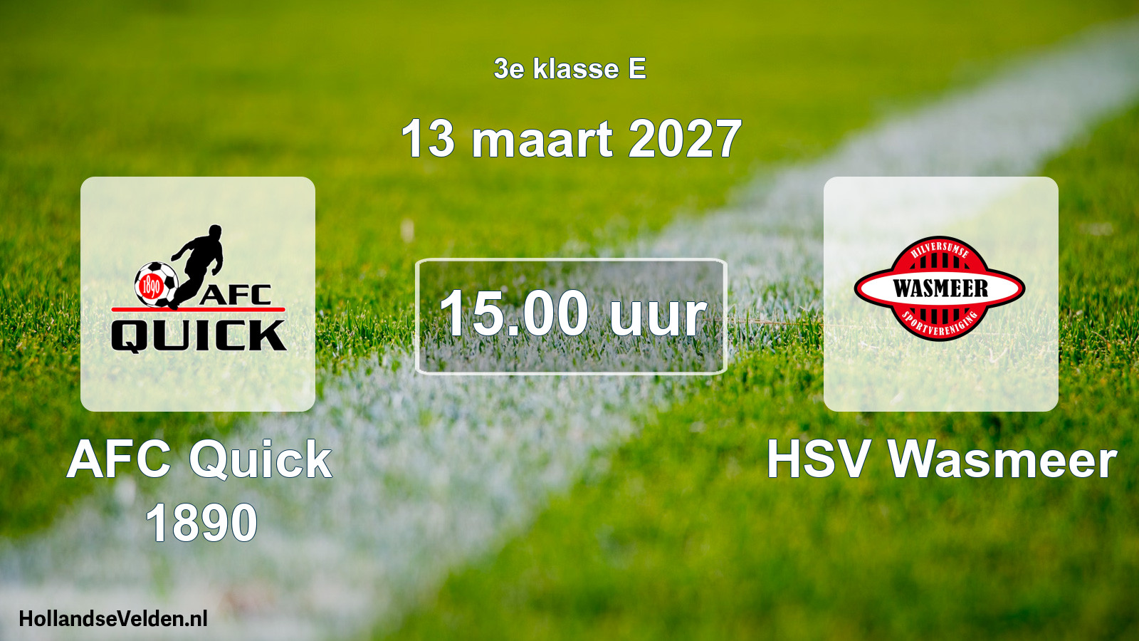 Geplande wedstrijd: AFC Quick 1890 - HSV Wasmeer (13 maart 2027)