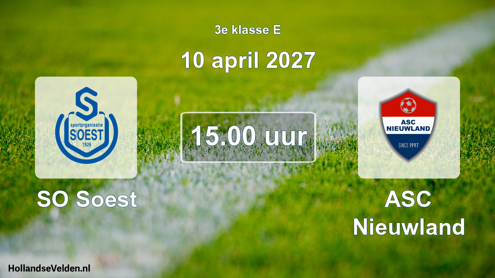 Geplande wedstrijd: SO Soest - ASC Nieuwland (10 april 2027)