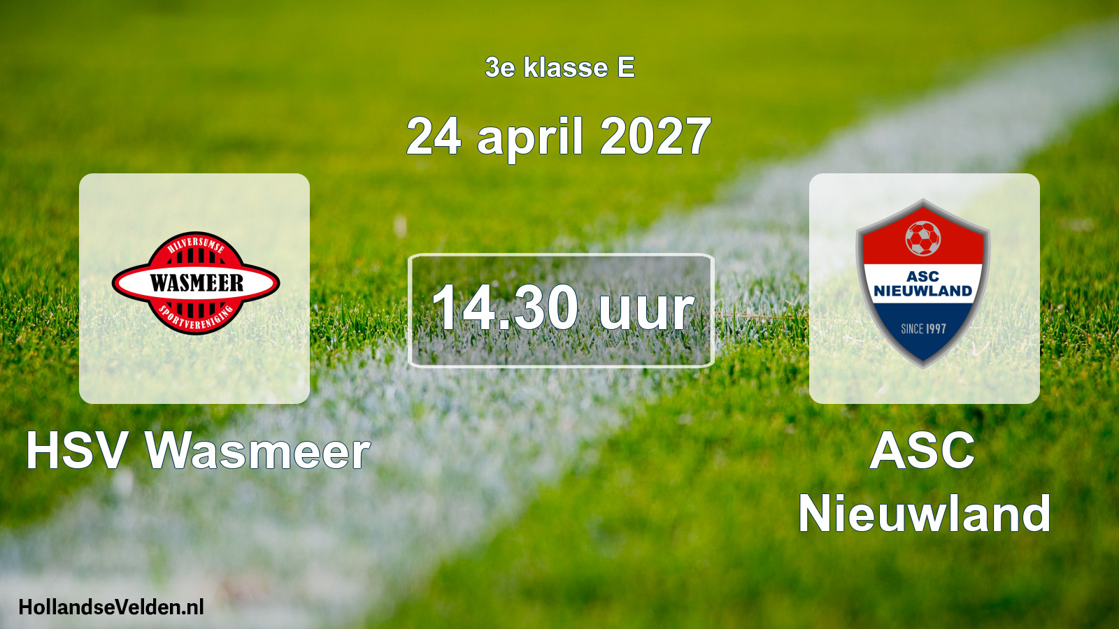 Geplande wedstrijd: HSV Wasmeer - ASC Nieuwland (24 april 2027)