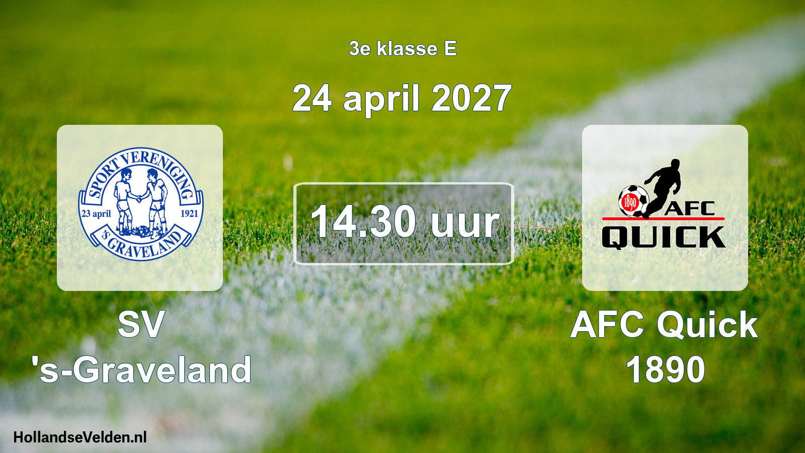 Geplande wedstrijd: SV 's-Graveland - AFC Quick 1890 (24 april 2027)