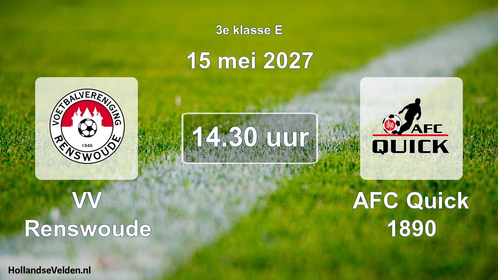 Geplande wedstrijd: VV Renswoude - AFC Quick 1890 (15 mei 2027)