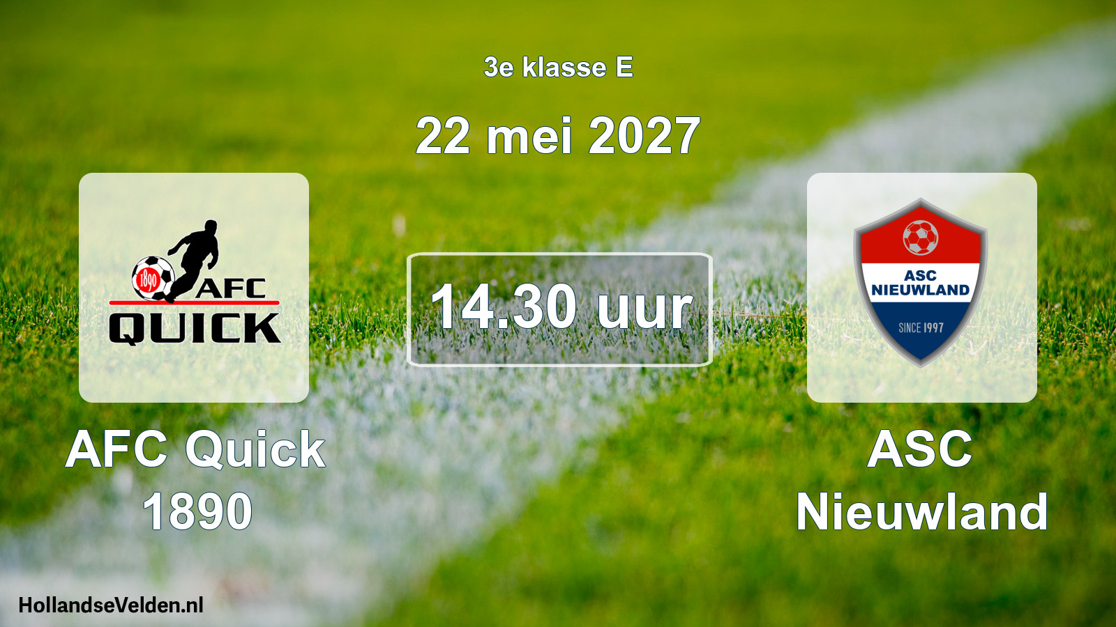 Geplande wedstrijd: AFC Quick 1890 - ASC Nieuwland (22 mei 2027)