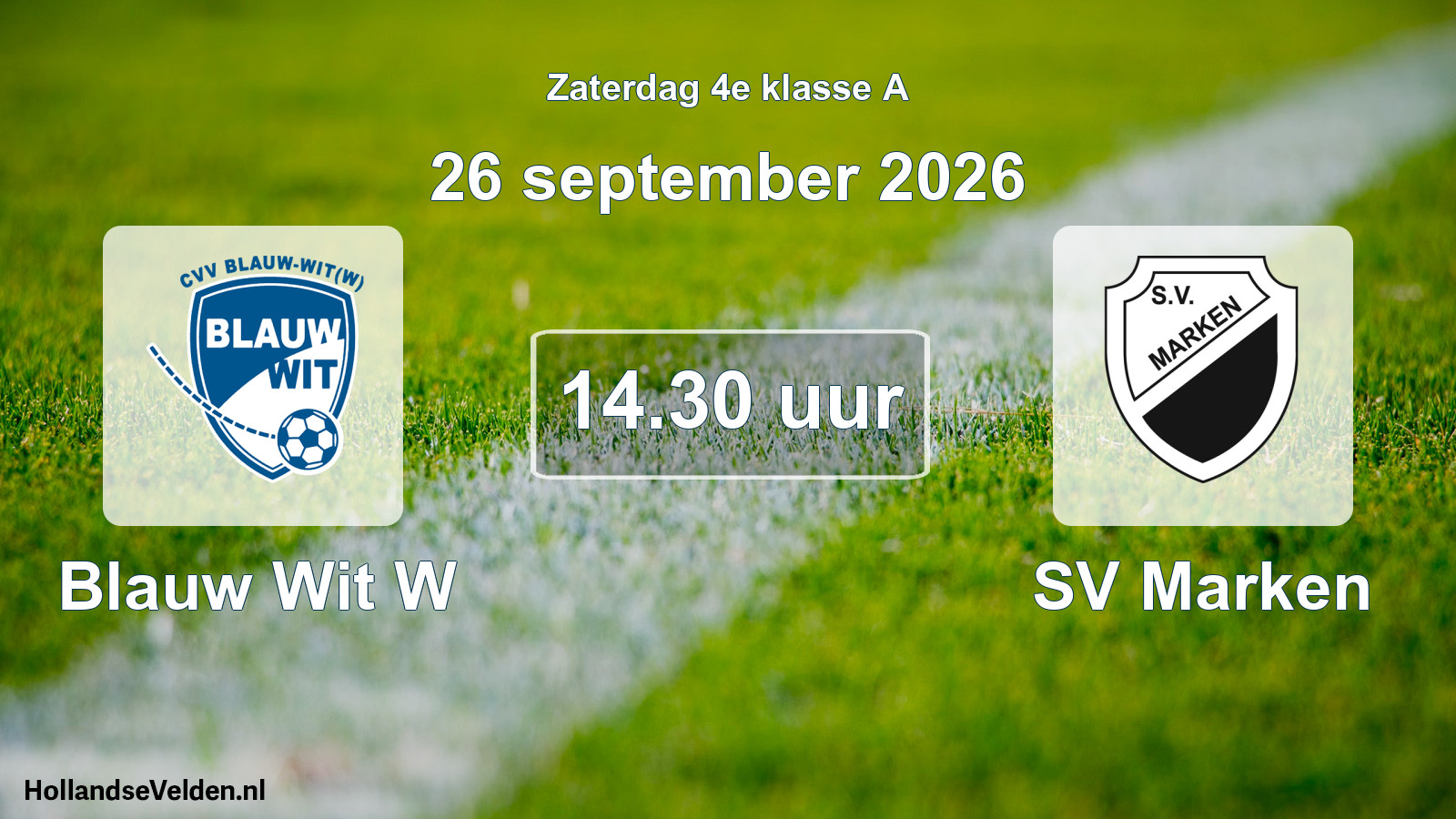 Geplande wedstrijd: Blauw Wit W - SV Marken (26 september 2026)