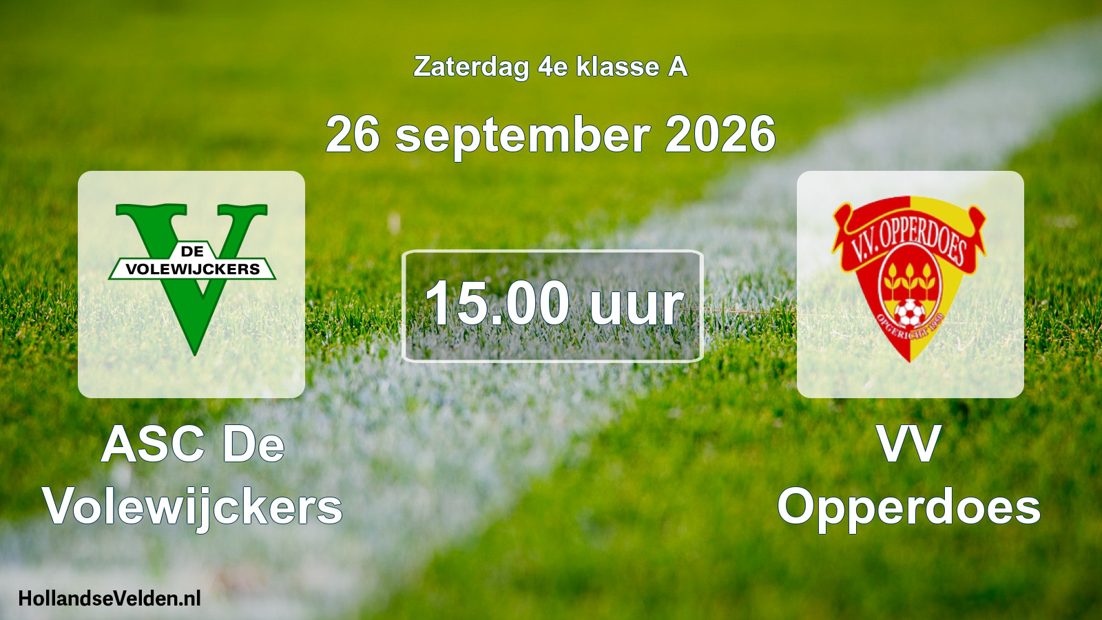 Geplande wedstrijd: ASC De Volewijckers - VV Opperdoes (26 september 2026)