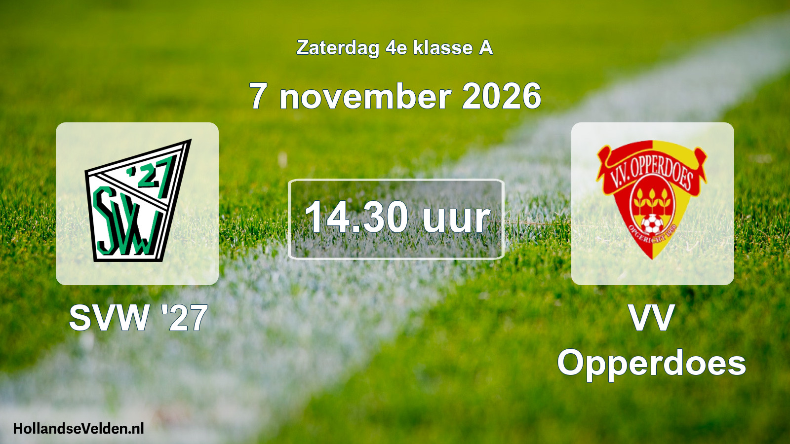 Geplande wedstrijd: SVW '27 - VV Opperdoes (7 november 2026)