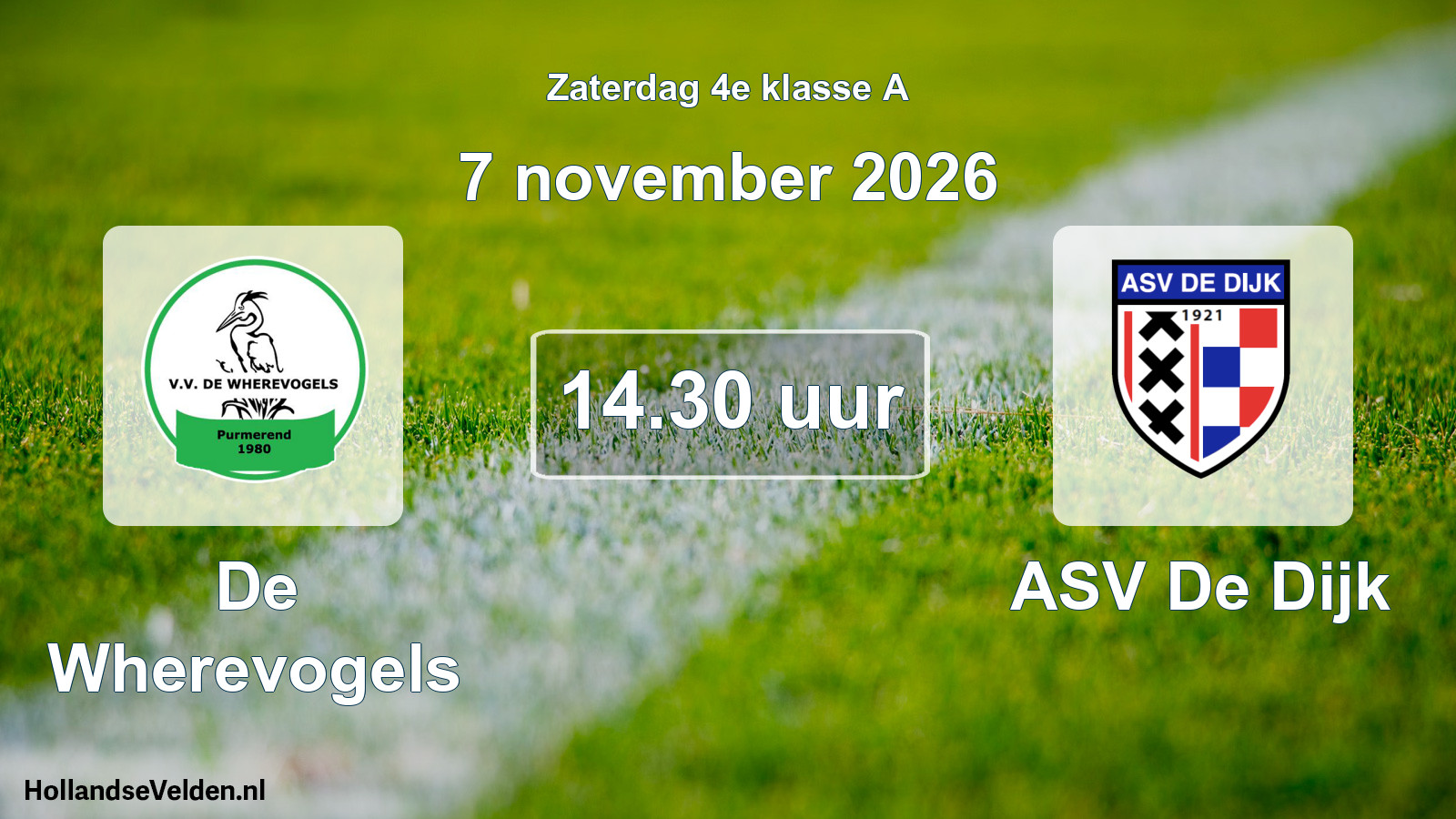 Geplande wedstrijd: De Wherevogels - ASV De Dijk (7 november 2026)