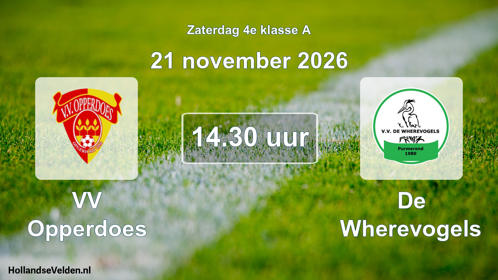 Geplande wedstrijd: VV Opperdoes - De Wherevogels (21 november 2026)
