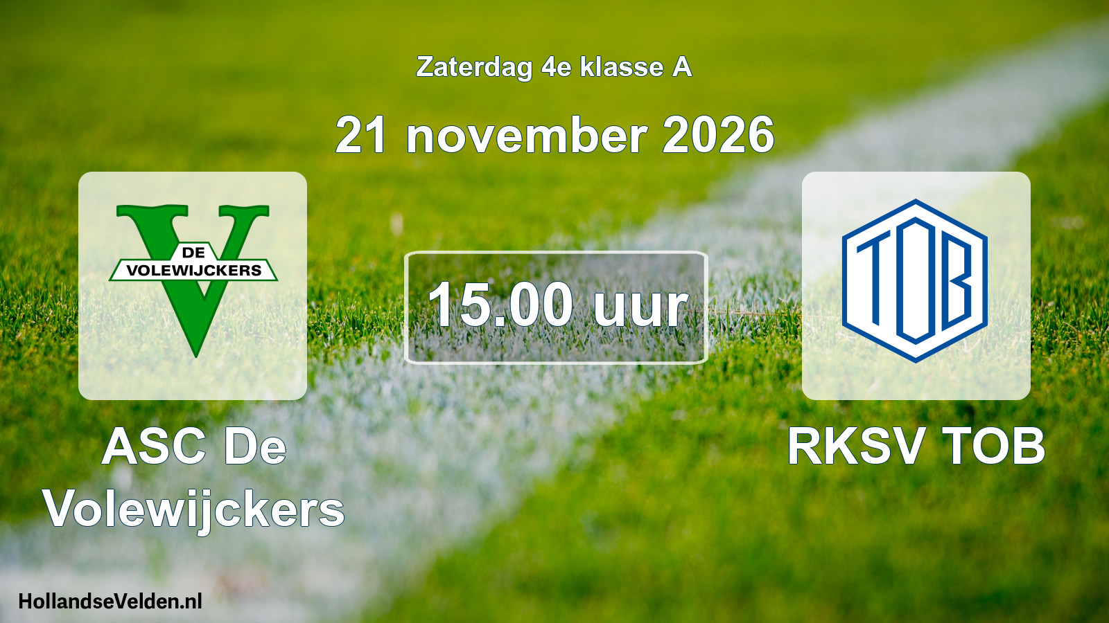 Geplande wedstrijd: ASC De Volewijckers - RKSV TOB (21 november 2026)