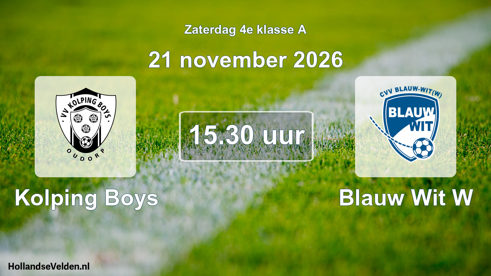 Geplande wedstrijd: Kolping Boys - Blauw Wit W (21 november 2026)