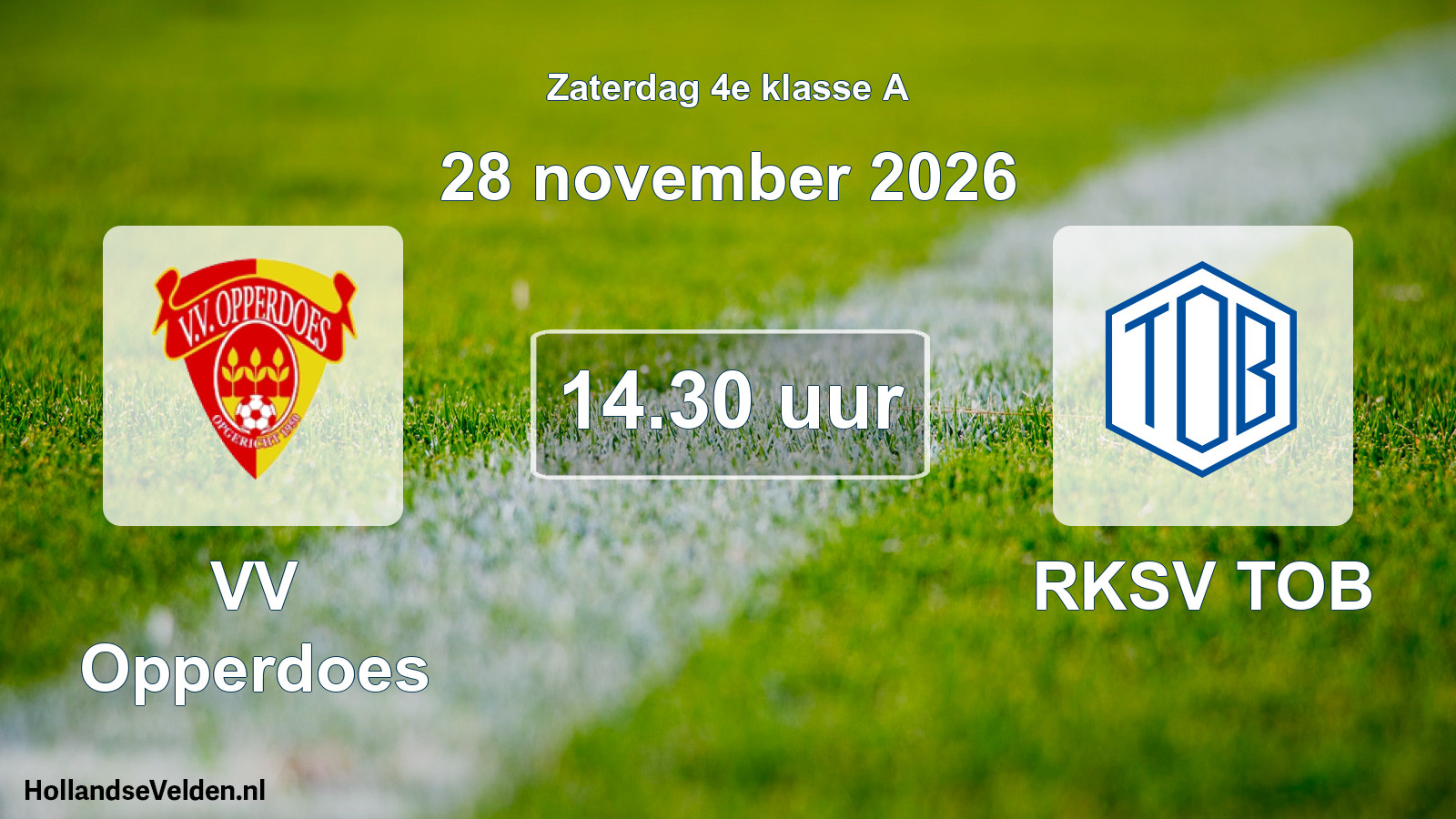 Geplande wedstrijd: VV Opperdoes - RKSV TOB (28 november 2026)