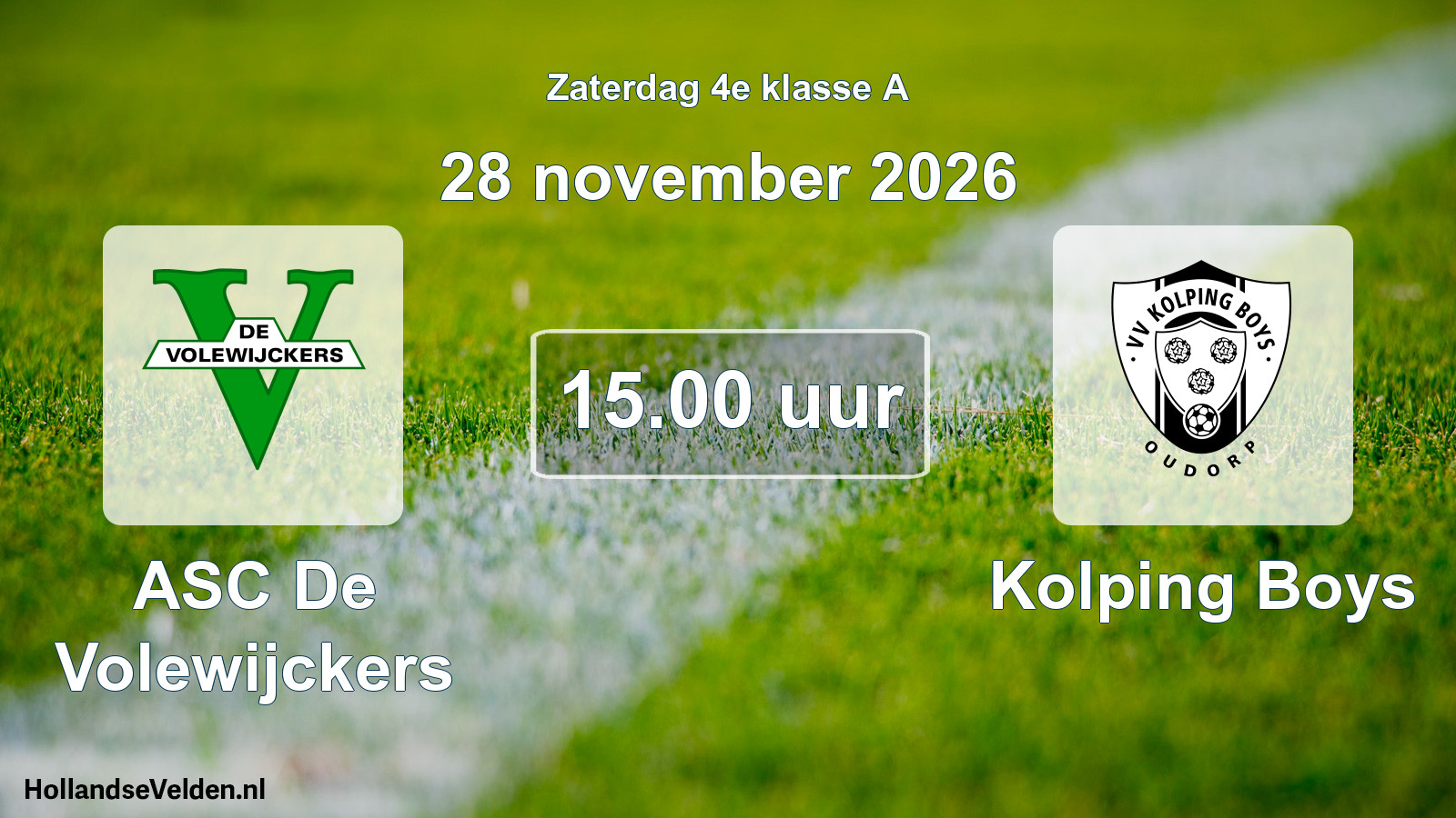 Geplande wedstrijd: ASC De Volewijckers - Kolping Boys (28 november 2026)