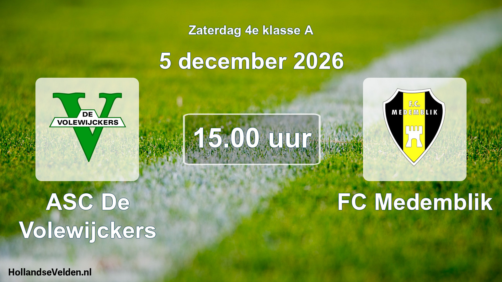 Scheduled Match: ASC De Volewijckers - FC Medemblik (5 December 2026)