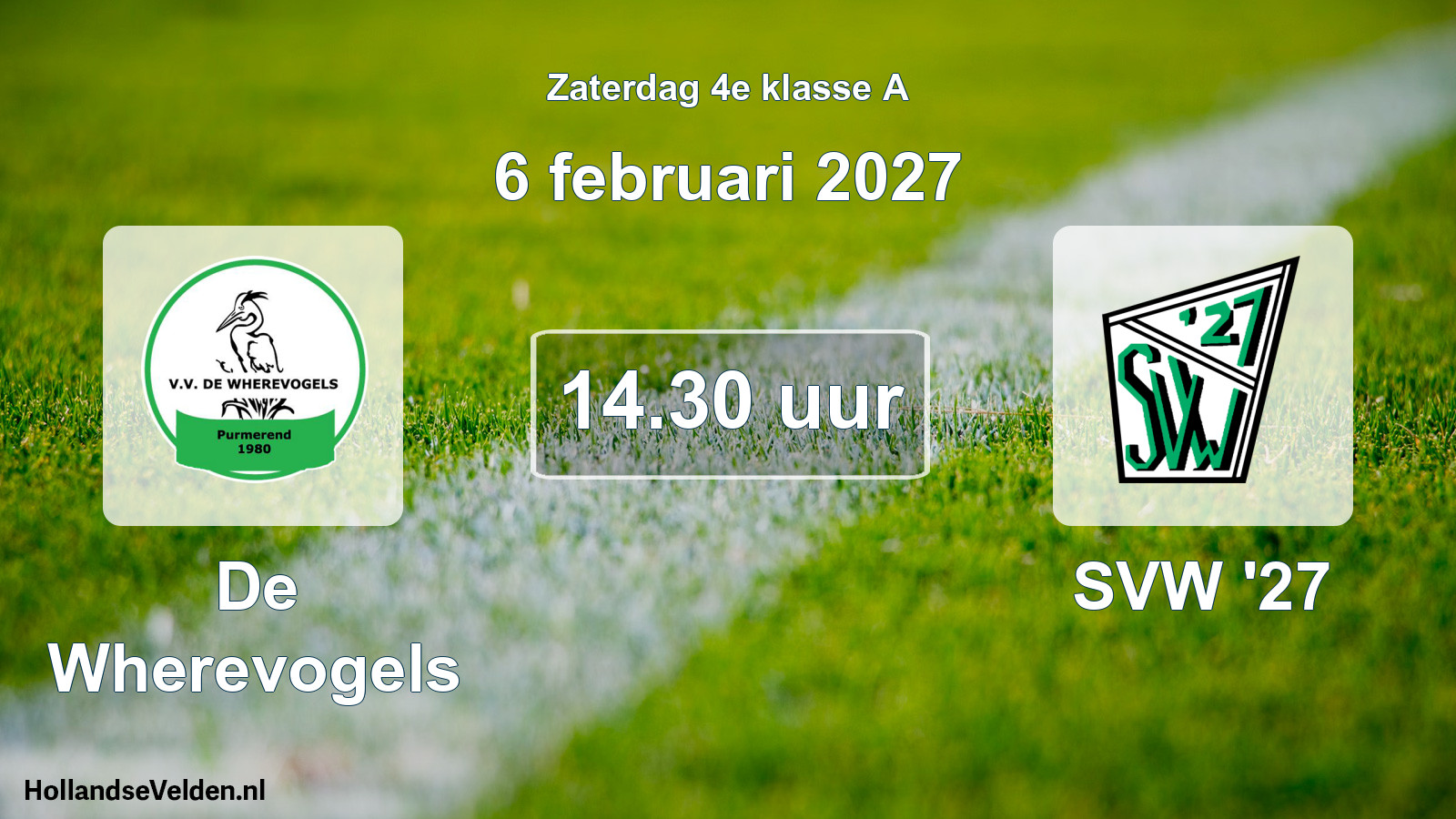 Geplande wedstrijd: De Wherevogels - SVW '27 (6 februari 2027)