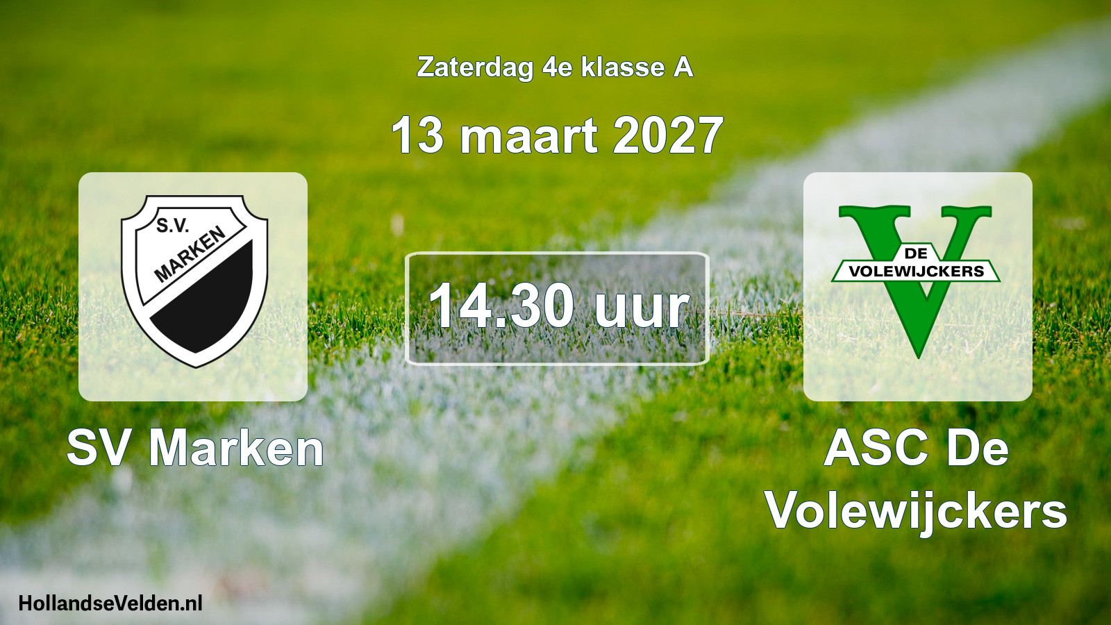 Geplande wedstrijd: SV Marken - ASC De Volewijckers (13 maart 2027)