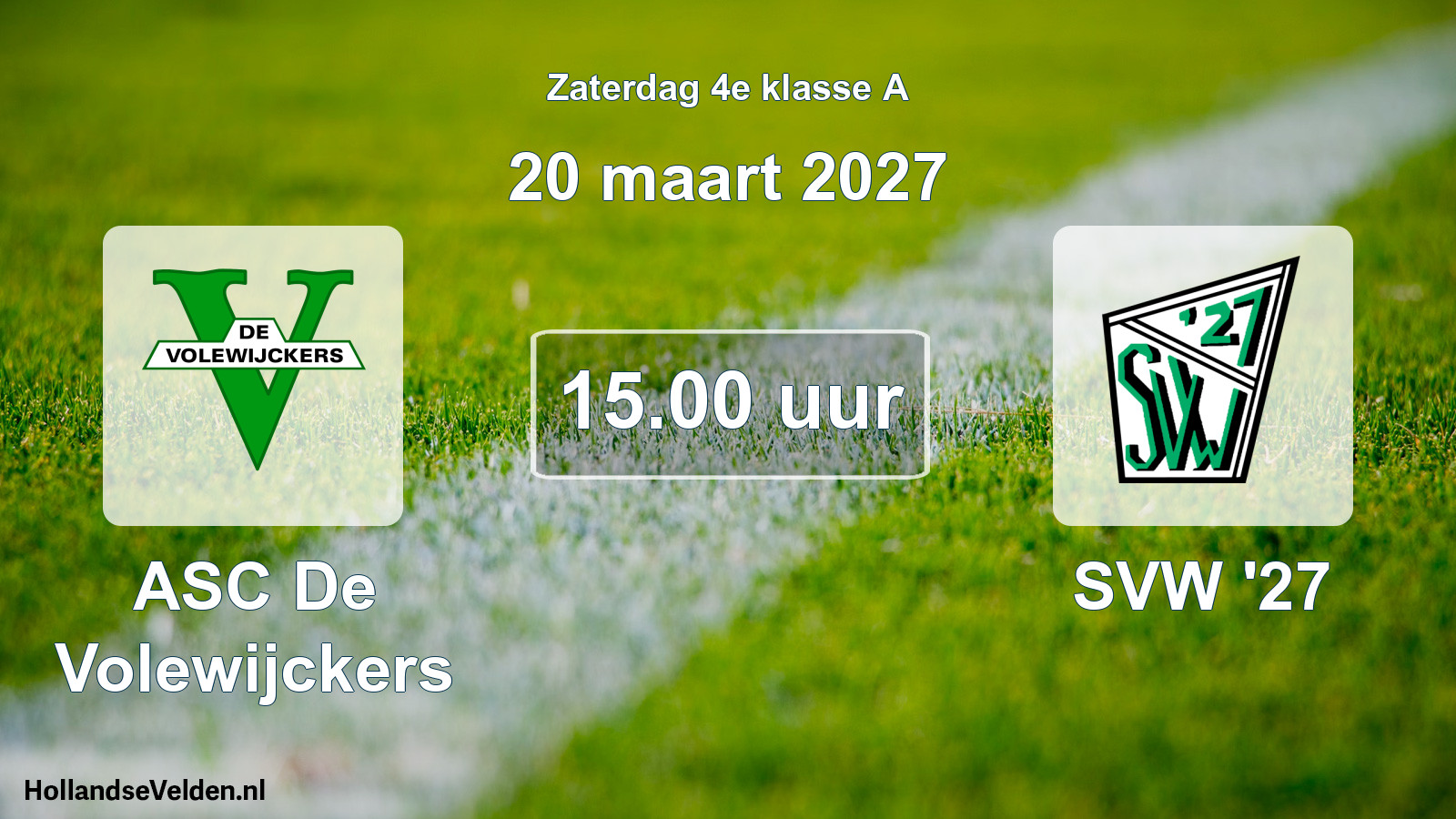 Geplande wedstrijd: ASC De Volewijckers - SVW '27 (20 maart 2027)