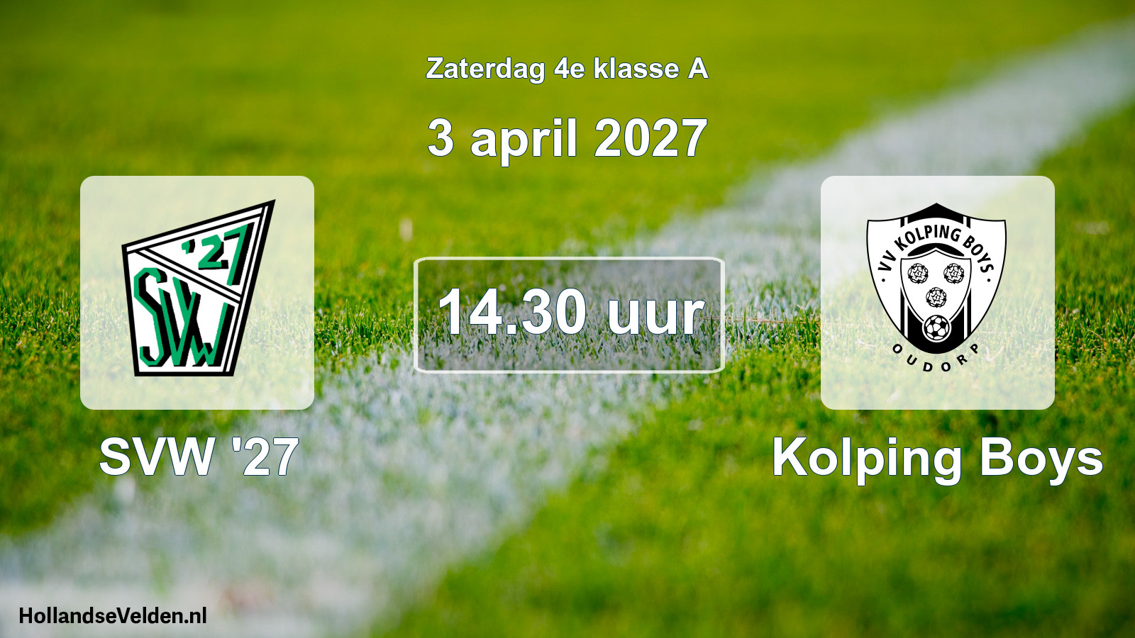 Geplande wedstrijd: SVW '27 - Kolping Boys (3 april 2027)