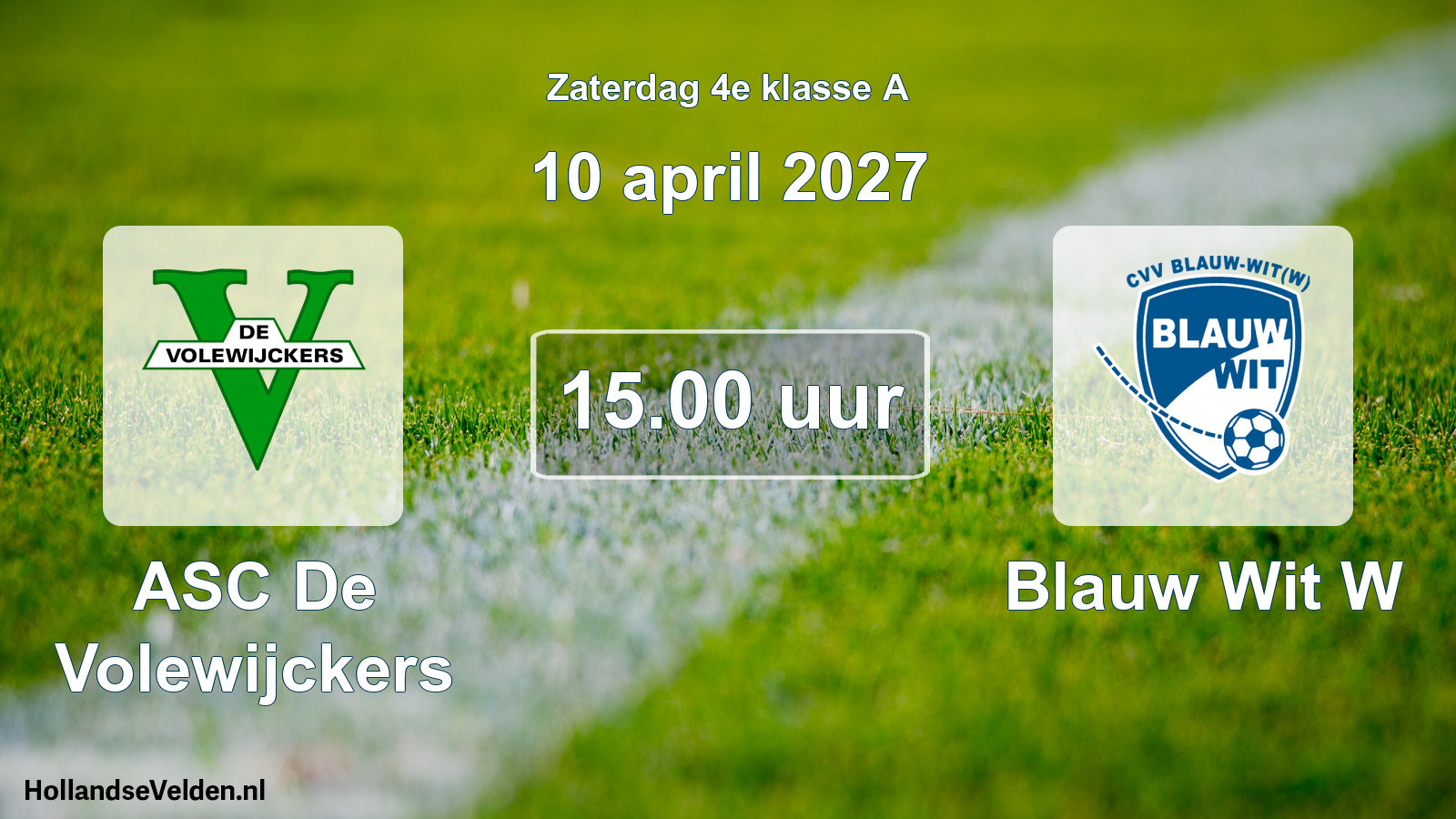 Geplande wedstrijd: ASC De Volewijckers - Blauw Wit W (10 april 2027)