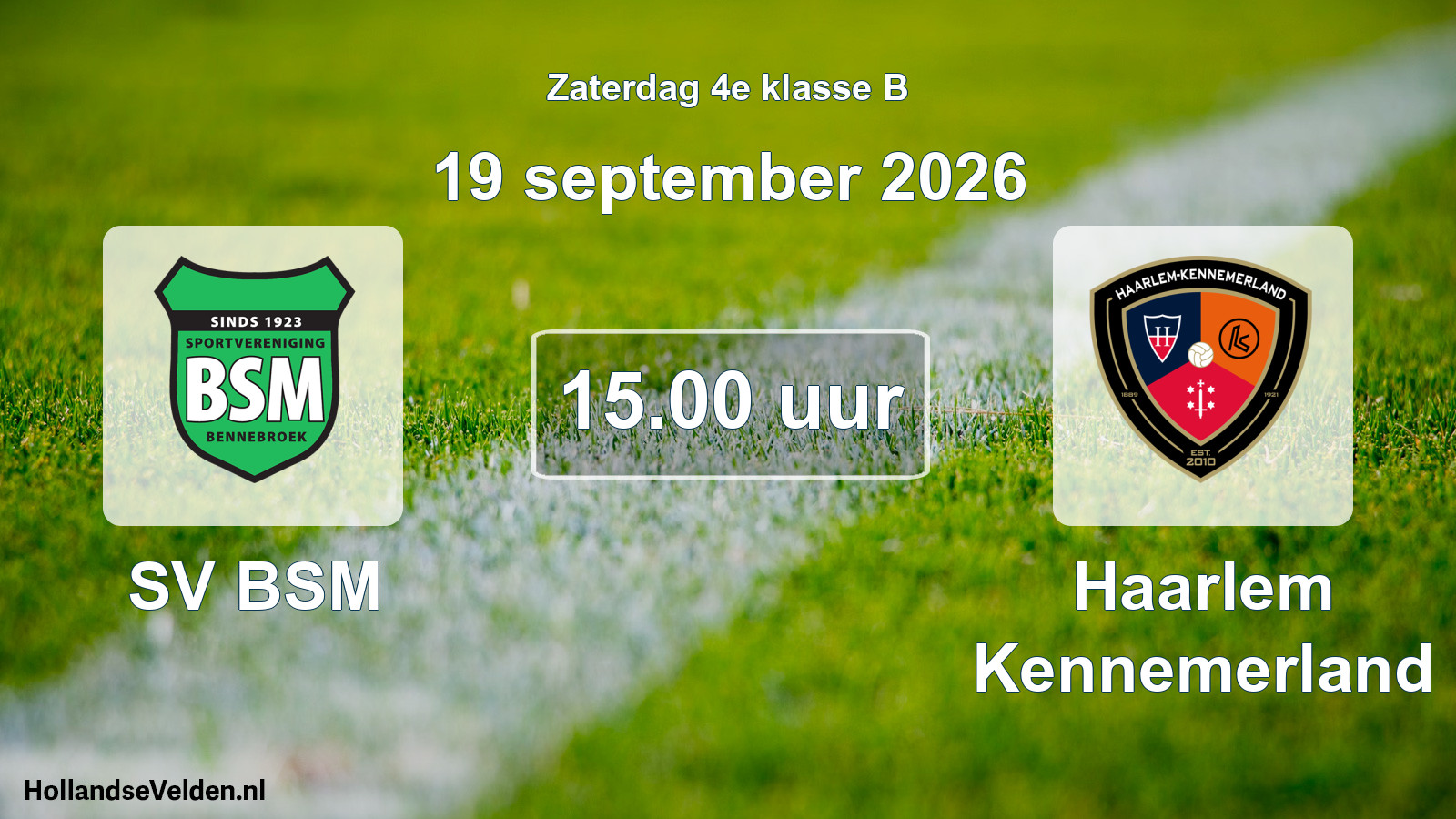 Geplande wedstrijd: SV BSM - Haarlem Kennemerland (19 september 2026)