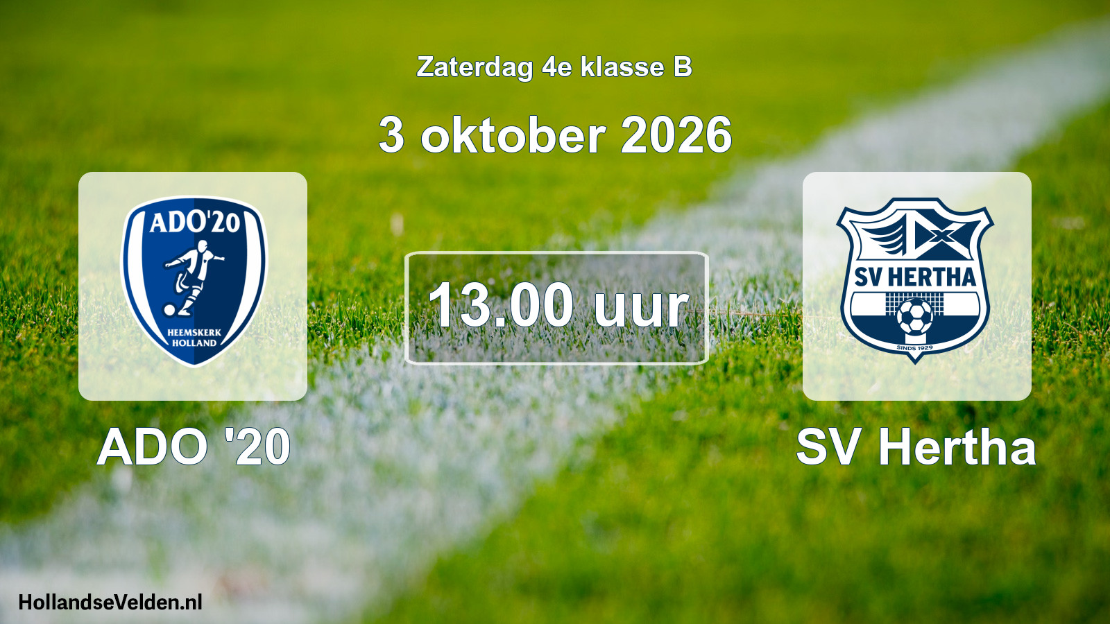 Geplande wedstrijd: ADO '20 - SV Hertha (3 oktober 2026)