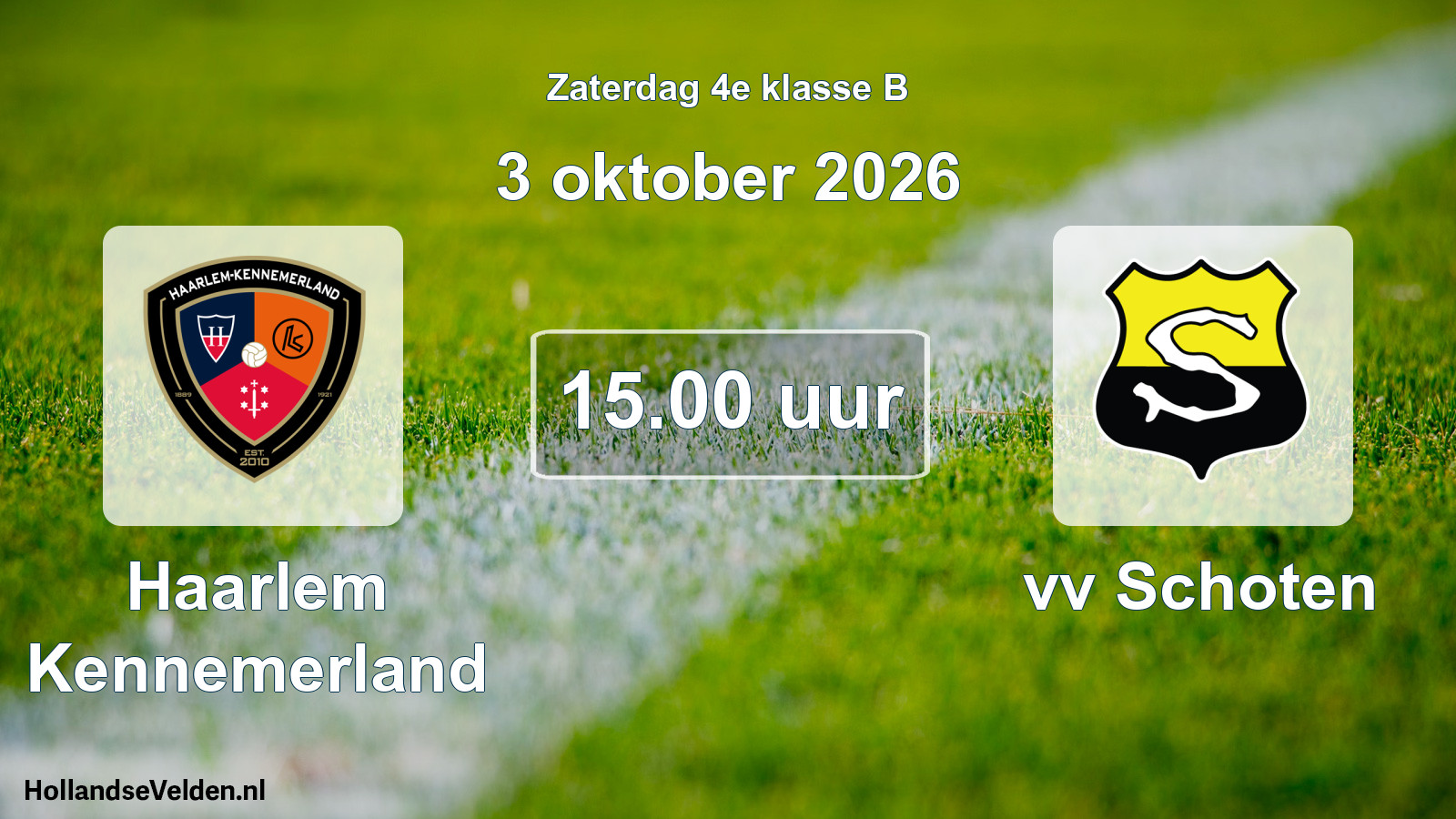 Geplande wedstrijd: Haarlem Kennemerland - vv Schoten (3 oktober 2026)