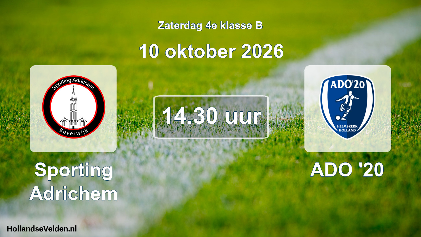 Geplande wedstrijd: Sporting Adrichem - ADO '20 (10 oktober 2026)