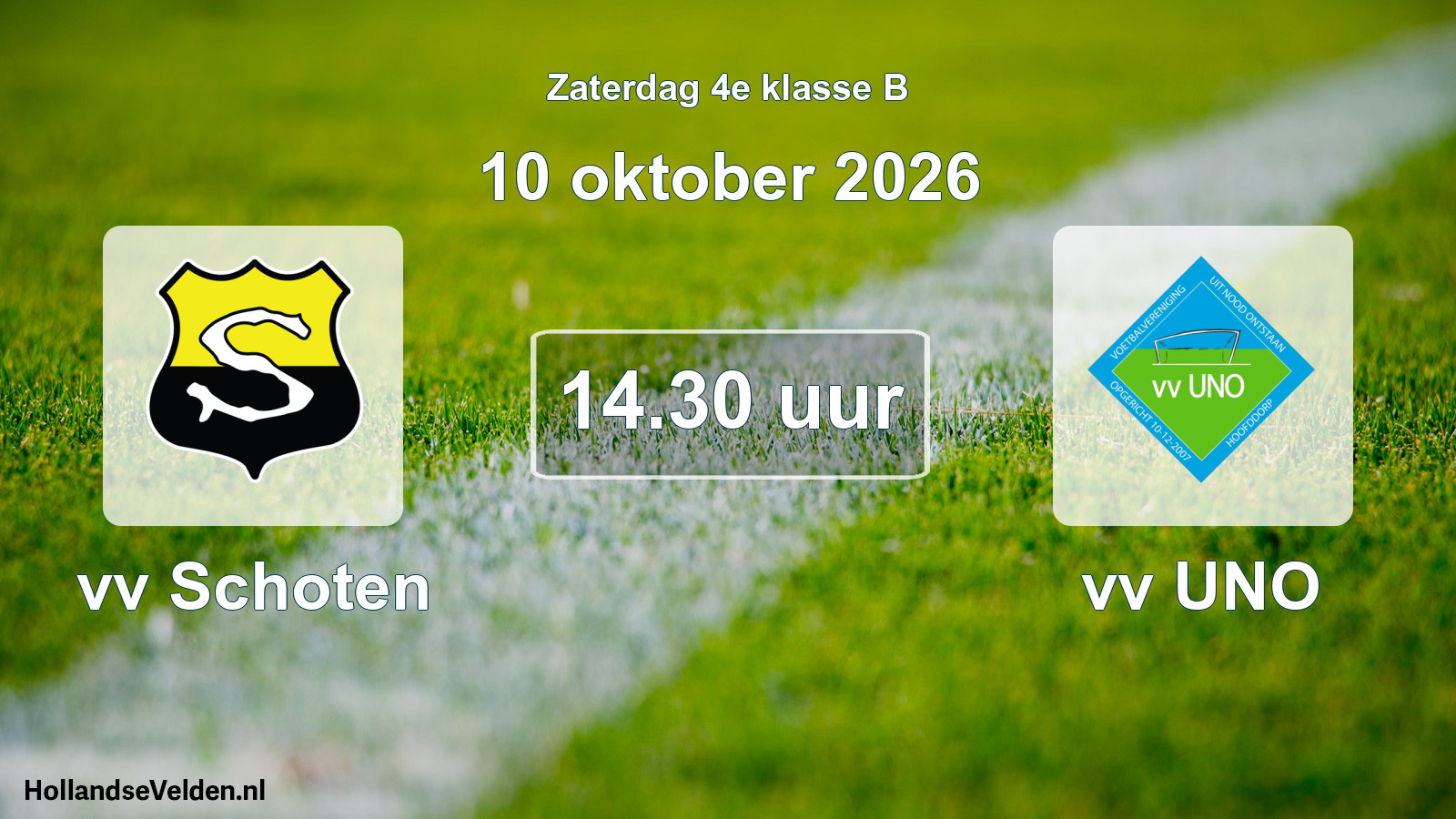 Geplande wedstrijd: vv Schoten - vv UNO (10 oktober 2026)