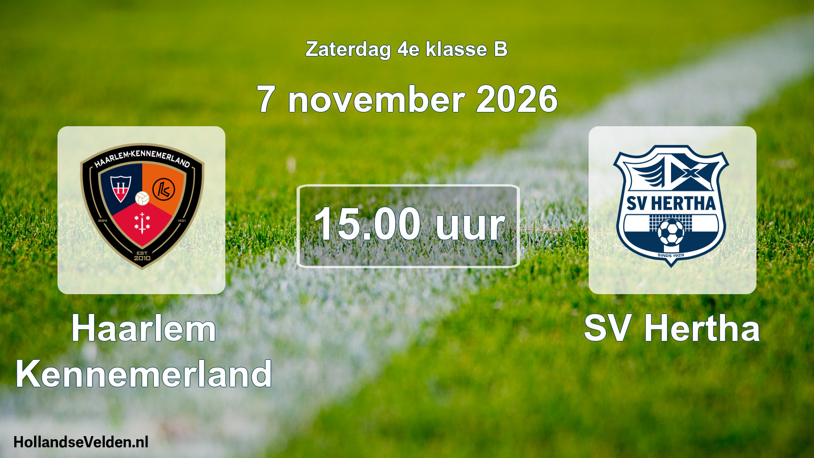 Geplande wedstrijd: Haarlem Kennemerland - SV Hertha (7 november 2026)