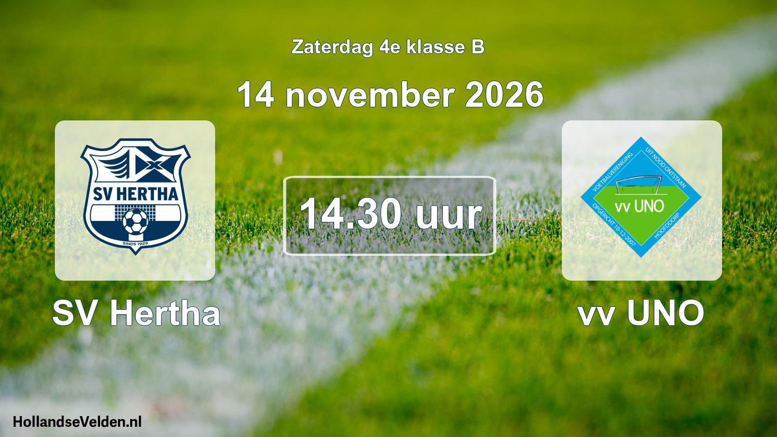 Geplande wedstrijd: SV Hertha - vv UNO (14 november 2026)