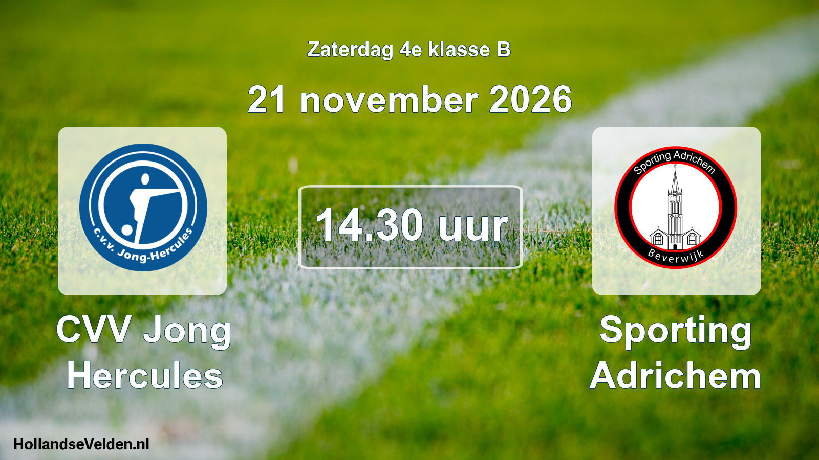 Geplande wedstrijd: CVV Jong Hercules - Sporting Adrichem (21 november 2026)