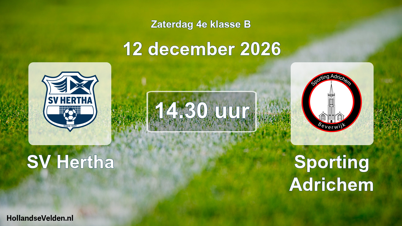 Geplande wedstrijd: SV Hertha - Sporting Adrichem (12 december 2026)