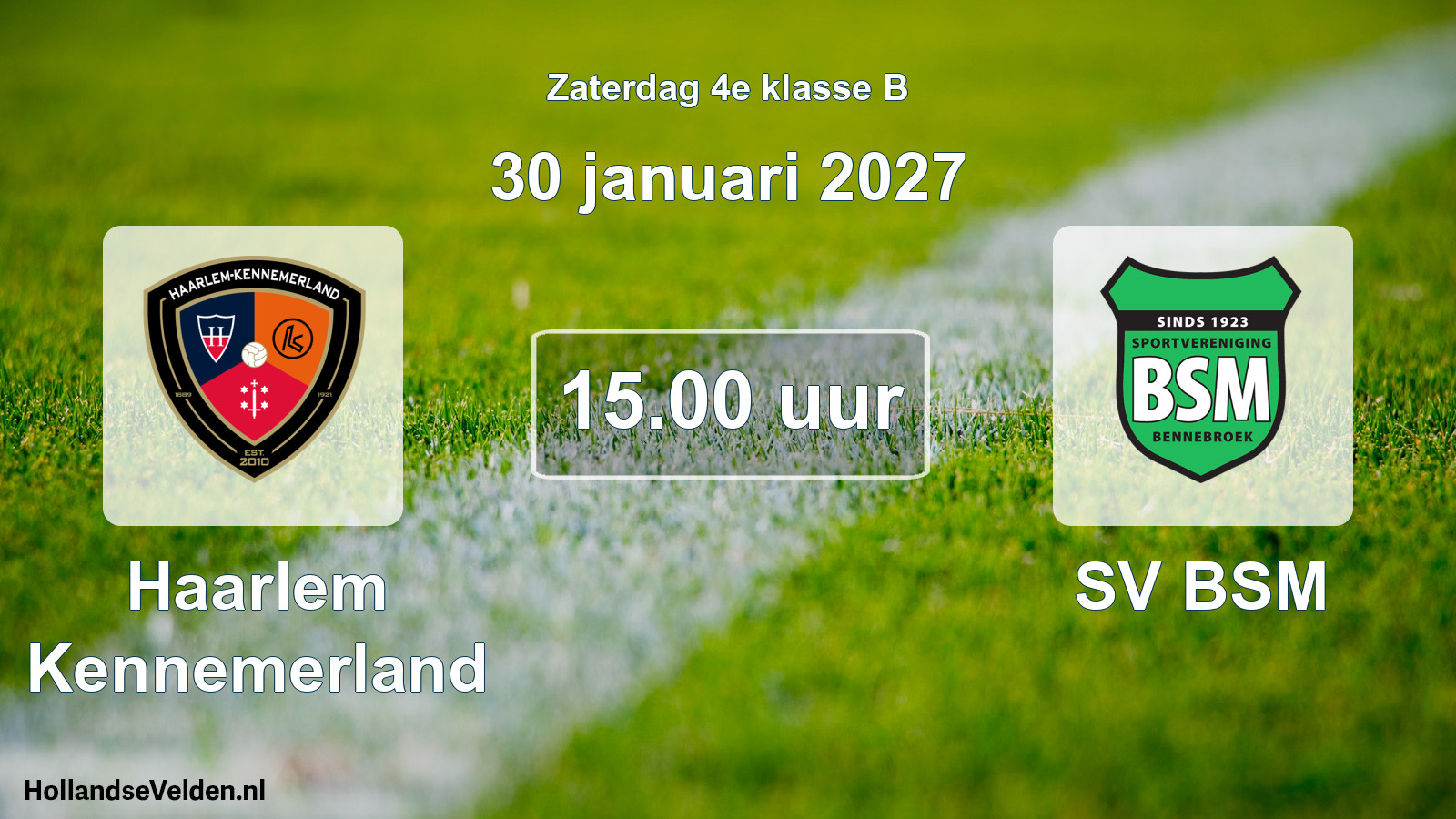 Geplande wedstrijd: Haarlem Kennemerland - SV BSM (30 januari 2027)