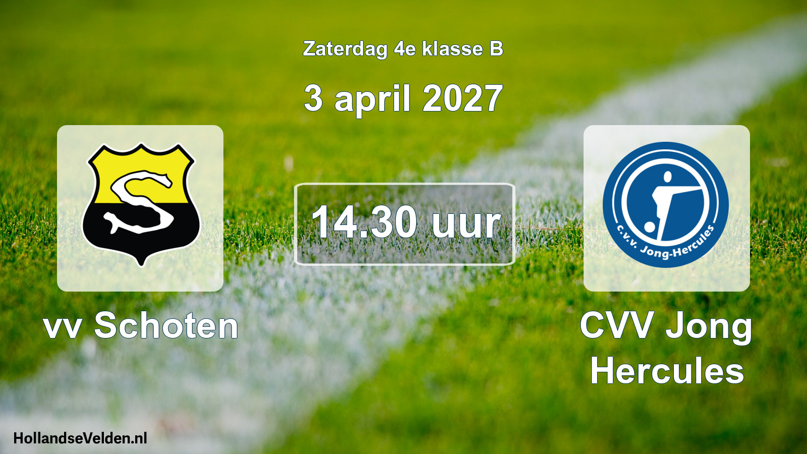Geplande wedstrijd: vv Schoten - CVV Jong Hercules (3 april 2027)