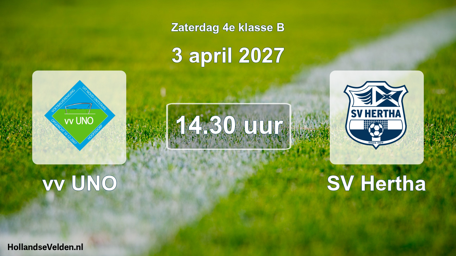 Geplande wedstrijd: vv UNO - SV Hertha (3 april 2027)