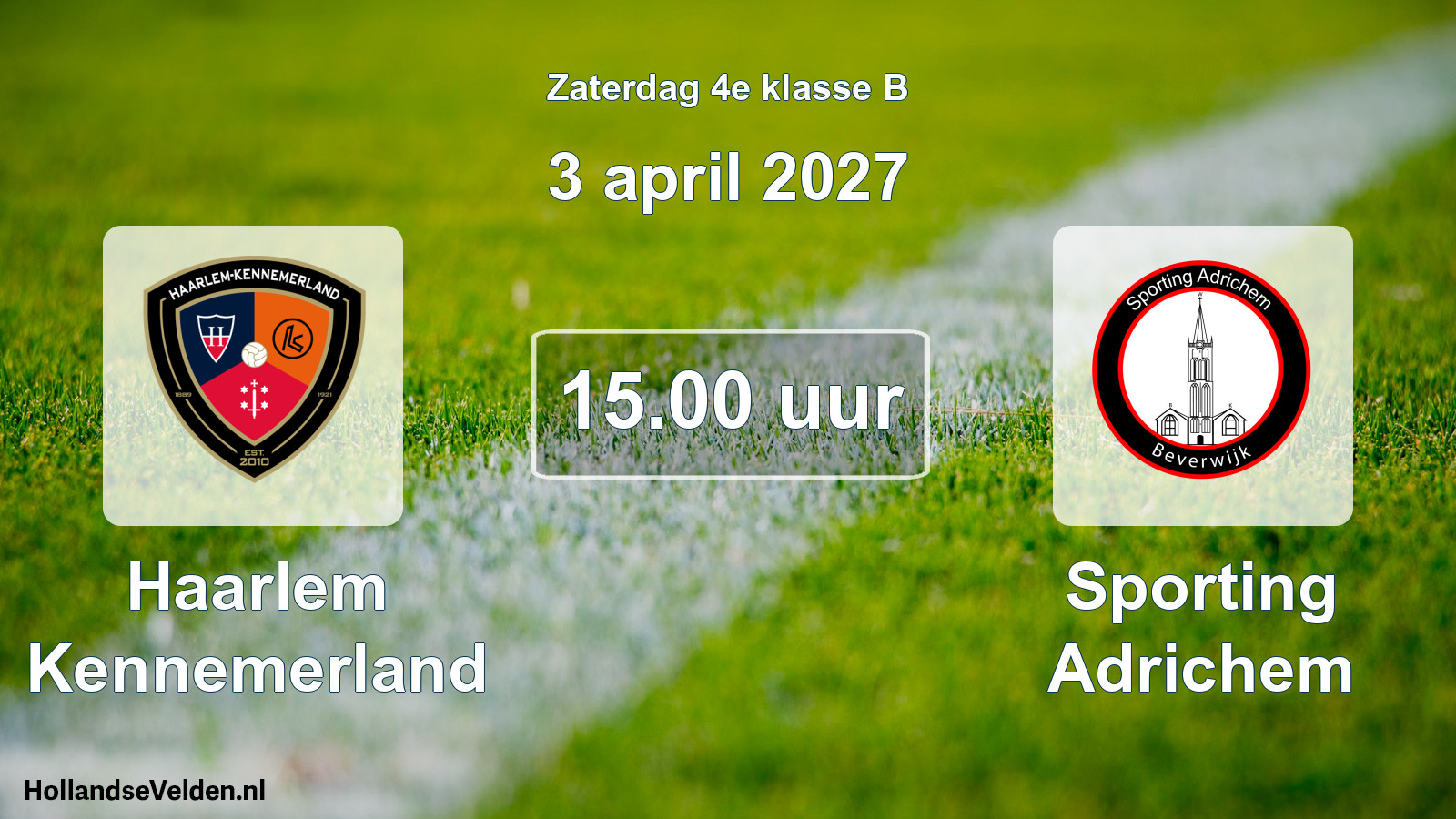 Geplande wedstrijd: Haarlem Kennemerland - Sporting Adrichem (3 april 2027)