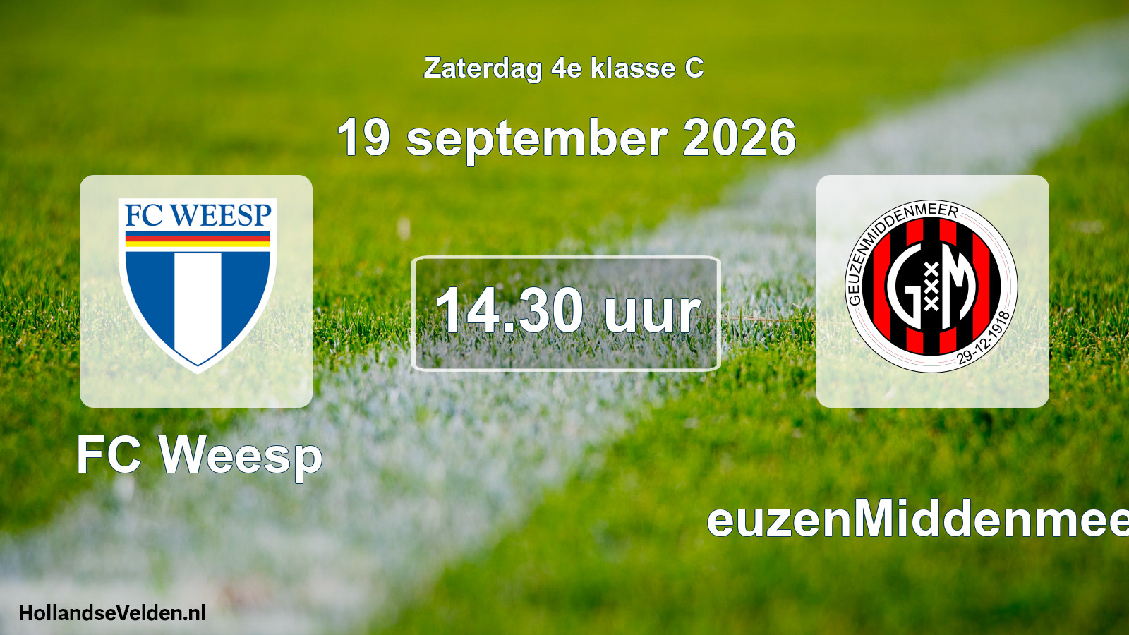 Geplande wedstrijd: FC Weesp - GeuzenMiddenmeer (19 september 2026)