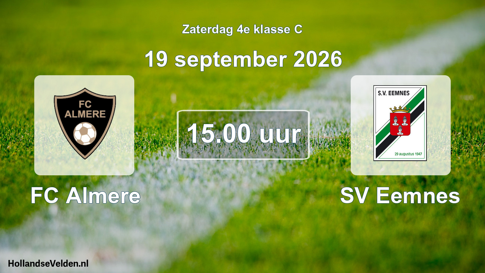 Scheduled Match: FC Almere - SV Eemnes (19 September 2026)