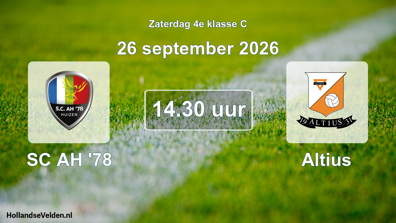 Geplande wedstrijd: SC AH '78 - Altius (26 september 2026)