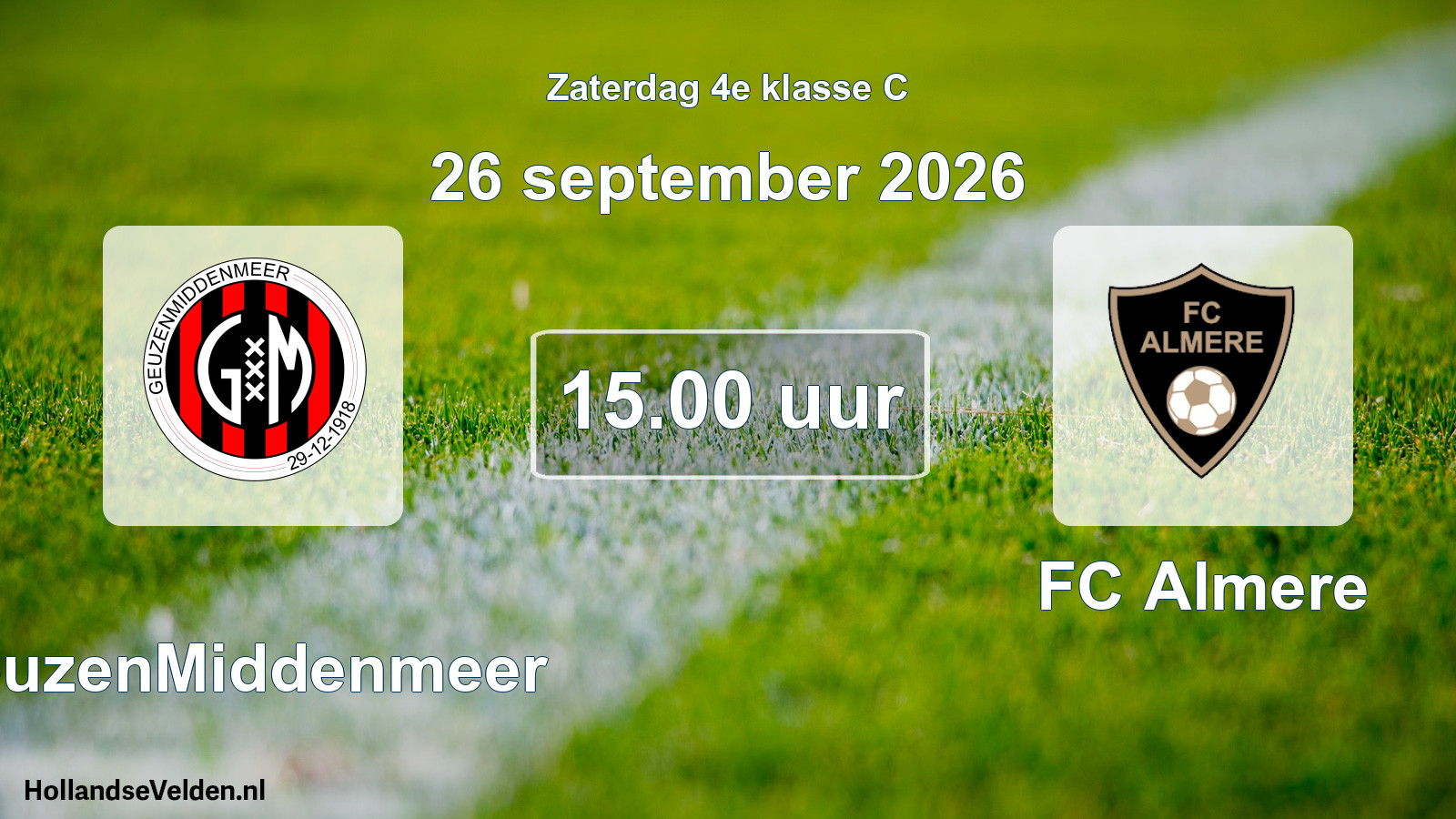 Geplande wedstrijd: GeuzenMiddenmeer - FC Almere (26 september 2026)